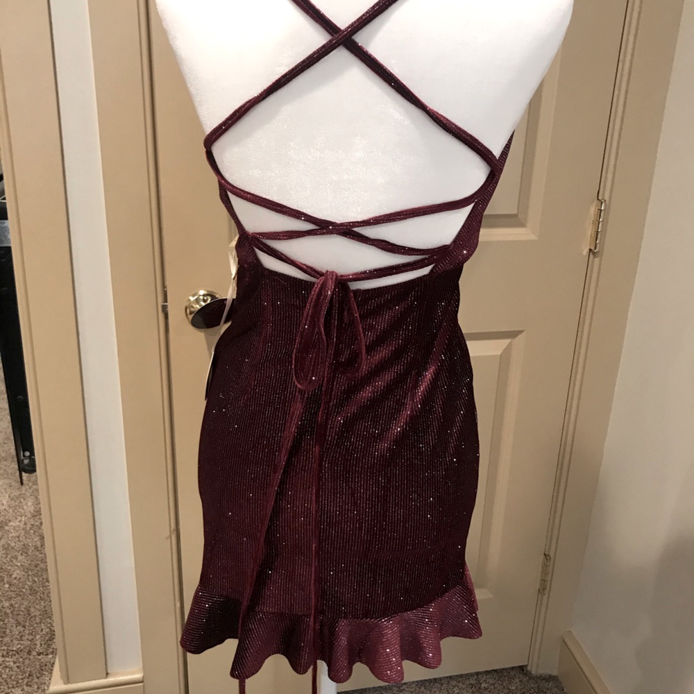 Wine Dress with Silver detail for shimmer